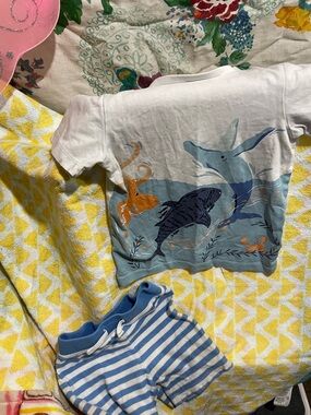 Tommy Bahama Kids Short Sleeve Ocean Tee - White, Blue & Orange
